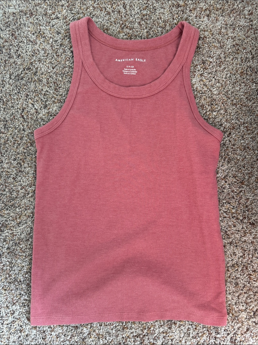 American Eagle Outfitters Girls Mauve Ribbed Tank Top, small.